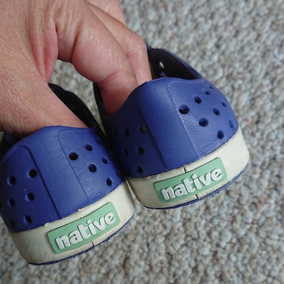 Native Kids Shoes Jefferson Bloom Marbled Child Cream and Blue size 8 - Picture 7 of 12